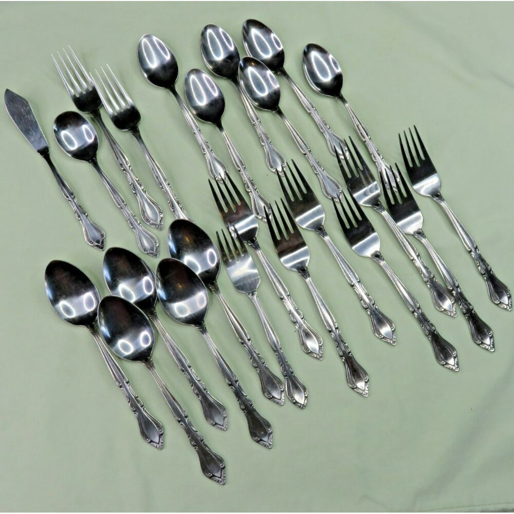 Stanley Roberts  Auberge Lot of 23 Soup Salad Dinner Forks Teaspoons Rogers